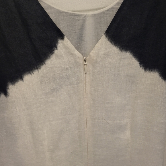 J Crew 100% Linen Dip Dyed Dress Size Small Black and White - Picture 5 of 8